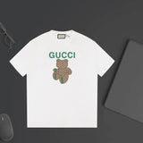 Gucci T-shirt Cartoon Bear Print with Chest Letters logo round Neck Short Sleeve25ss New Pure Cotton Unisex Style T T-shirt OS Loose Fit Base Shirt Half Sleeve T-Shirt Top Half Sleeve