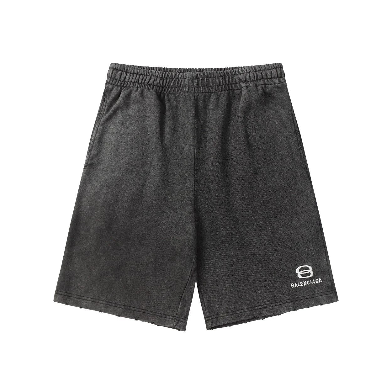 Balenciaga Shorts Vintage Loop Wave Embroidered Shorts Five-Point Drawstring Heavy American Casual Summer Pants5Two-in-One Casual Sweatpants for Men and Women