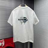 Balenciaga T-shirt Back Fleece Three-Dimensional Pressed Glue logo round Neck Short Sleeve25ss New Pure Cotton Unisex Style T T-shirt OS Loose Fit Base Shirt Top Half Sleeve T-Shirt