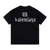 Balenciaga T-shirt Front and Back Hand-painted Double B Letter Rhinestone Embroidery logo round Neck Short Sleeve25ss New Pure Cotton Unisex Style T T-shirt OS Loose Fit Base Shirt Half Sleeve T-Shirt Top Half Sleeve