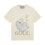 Gucci T-shirt Hippo Print on the Chest logo round Neck Short Sleeve25ss New pure cotton T Unisex T-Shirt OS Drop Shoulder Loose Fit Base Shirt Top T-Shirt Short Sleeve