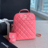 Chanel Backpack Bag Top version 【**Original Factory】Grandma Early Spring New Oil Wax Calfskin Backpack Women's Bags, Schoolbags Comes with Detachable Earphone Bag Mini Purse Car Key Case New Backpack Handbag Hand-Carrying Backpack Women's Bag AS3332