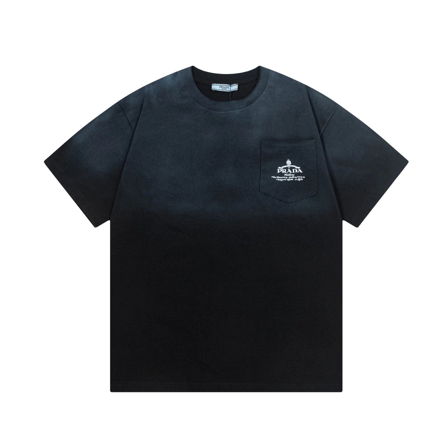 PRADA T-shirt Pocket Letters Handmade Flower Spraying on Chest logo round Neck Short Sleeve25ss New pure cotton T Unisex T-Shirt OS Drop Shoulder Loose Fit Base Shirt Top T-Shirt Short Sleeve