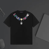 Louis Vuitton LV T-shirt Colorful Letter Lock Print on the Chest logo round Neck Short Sleeve25ss New pure cotton T Unisex T-Shirt OS Loose Fit Base Shirt Top Half Sleeve T-Shirt