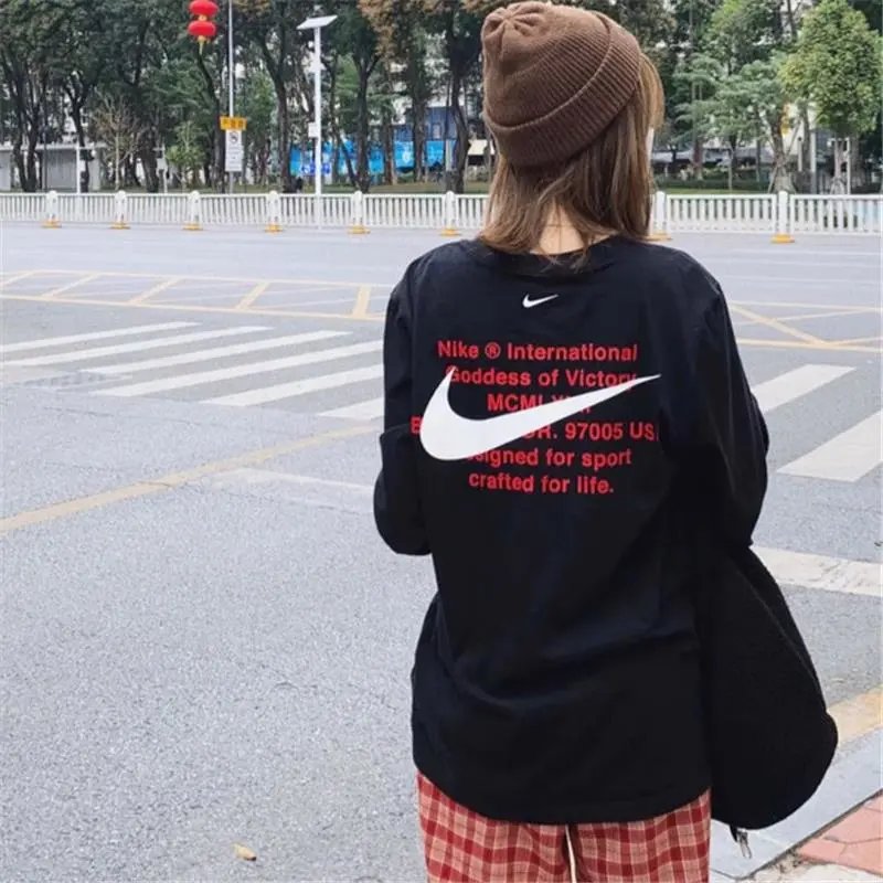 Nike /Men and Women Couple Double Hook Cotton round Neck Sweater Sports Casual Pullover Long Sleeve T T-shirt DB6156