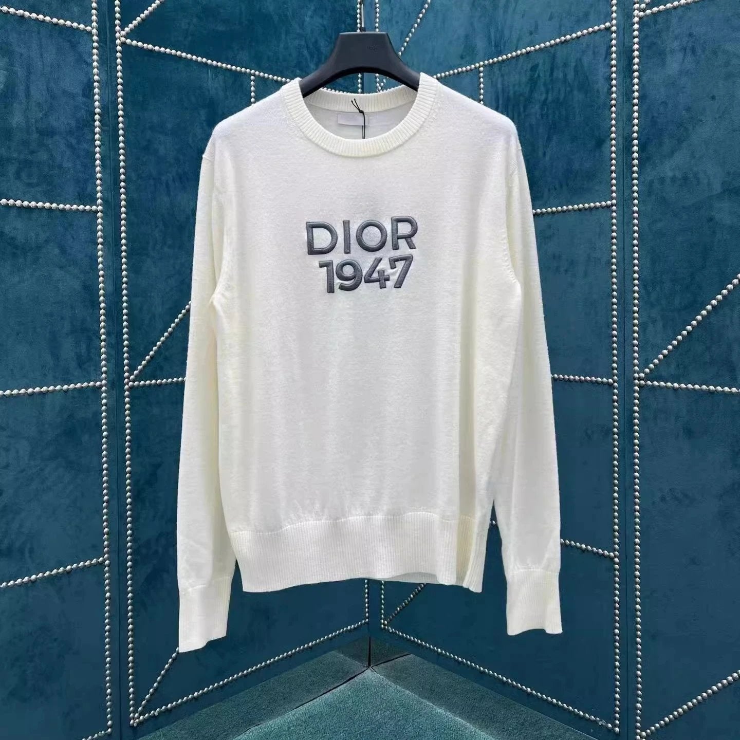 Dior Clothing 24Autumn and Winter New1947Logo Letter Embroidery logo Crew Neck Casual Knitwear Men's Sweater