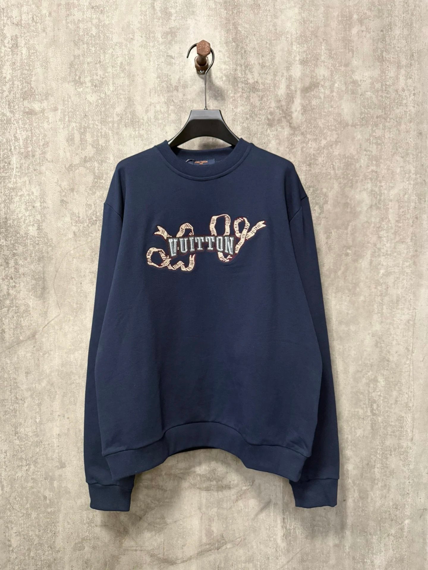 Louis Vuitton LV Hoodie Embroidered Letter Crew Neck Sweatshirt OS Pullover Style B 100% Cotton Long Sleeve Unisex Loose Base Shirt Sports Casual Top