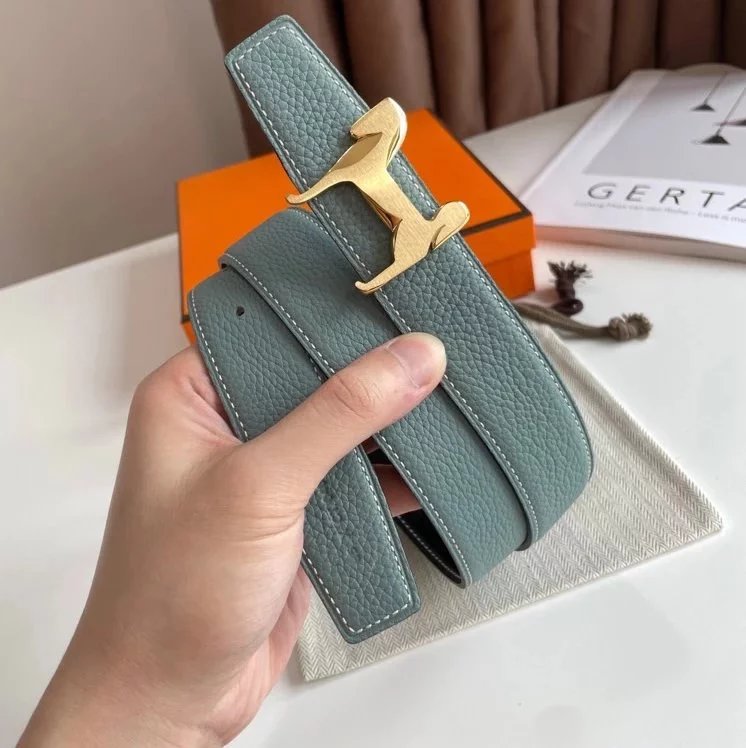 Hermes Belt Top version 【New products in stock】High Quality Genuine Leather Belt Business Casual Men and Women H Buckle Belt Double-Sided Available Pant Belt32mm