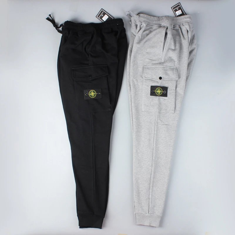 Stone Island Sweatpants Europe and America STONE Stone Compass Badge Zipper Pocket Sweatpants Functional Casual Sports Pants Knitted Trousers