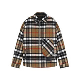 We11done Shirt Top Version Half Zipper Wool Plaid Striped Baggy Coat Shirt for Men and Women