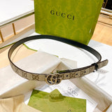 Gucci Belt Top version 《Full Package》New Original Women's Belt2.0Genuine Leather Belt Women's Pair g Belt Women's Fashion Casual Original Leather Gujia Belt GG Home Pant Belt Female Guqi Guqi Shi Belt Feila Grid