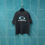 Balenciaga T-shirt Front Half Ring Totem Print logo round Neck Short Sleeve25ss New Pure Cotton Unisex Style T T-shirt OS Loose Fit Base Shirt Half Sleeve T-Shirt Top Half Sleeve