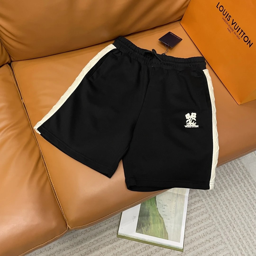 Louis Vuitton LV Shorts Embroidered Letter Floral logo Five-point Shorts25ss New Drawstring Casual Summer Pants5Two-in-One Casual Sweatpants for Men and Women, Pure Cotton Joggers