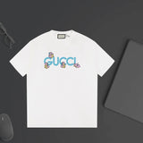 Gucci T-shirt Cartoon Dragon Print with Letters on the Chest logo round Neck Short Sleeve25ss New Pure Cotton Unisex Style T Casual T-Shirt Base Layer Shirt OS Loose Fit Half Sleeve Top Plus Size