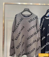 Balenciaga Clothing New Letters logo Jacquard Knit Casual round Neck Sweater Men's Top Women's