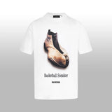 Balenciaga T-shirt Chest Shoe Pattern Print logo round Neck Short Sleeve25ss New Pure Cotton Unisex Style T Casual T-Shirt Base Layer Shirt OS Loose Fit Half Sleeve Top Plus Size