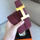 Hermes Belt Top version 3.2/3.8Men's Women's Belt Genuine Leather Double-Sided Belt Italy Imported Cowhide Leather Pure Original Leather Pure Steel Buckle Litchi Pattern h Home h Buckle1