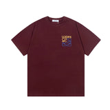LOEWE T-shirt Two-tone Small Letter Embroidery logo round Neck Short Sleeve25ss New Pure Cotton Unisex Style T Casual T-Shirt Base Layer Shirt OS Loose Fit Half Sleeve Top Plus Size