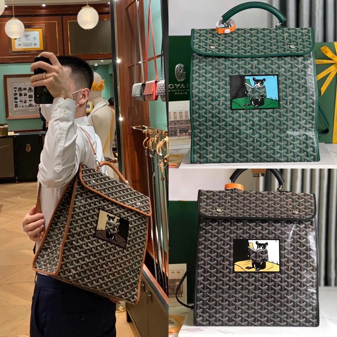 Goyard Bag Top version 【Super Original Factory】Package Latest Works SaintLeger Backpack Handbag Portable Tote Backpack Sports Bag Travel Bag Limited Edition Jarre Aero Bull Painted Backpack Men's and Women's Bags