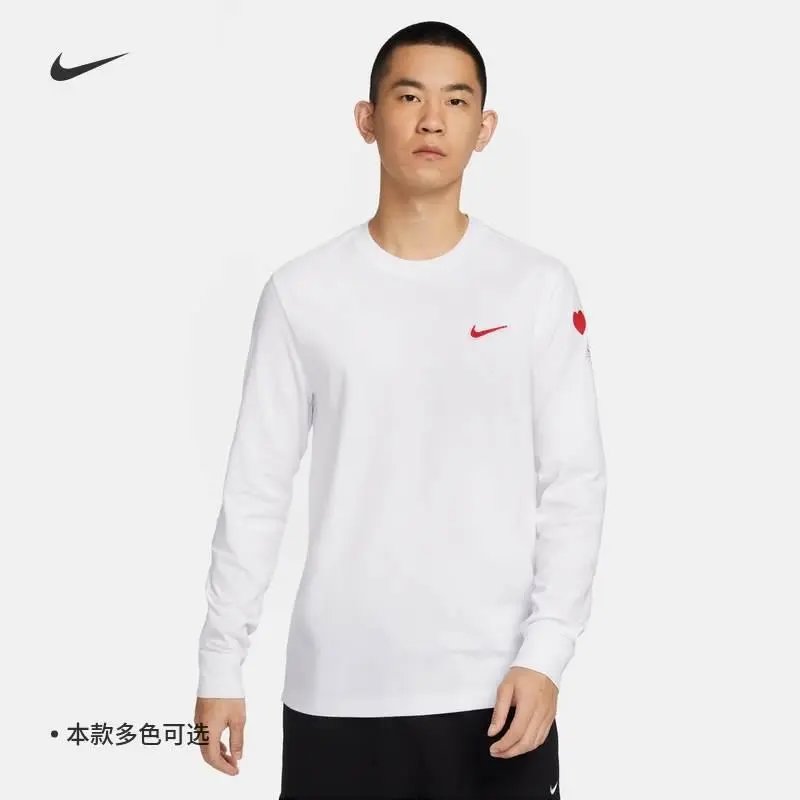 Nike Men T T-shirt Sports Casual Breathable Valentine's Day Printed round Neck Long Sleeve Pullover Spring FV3994