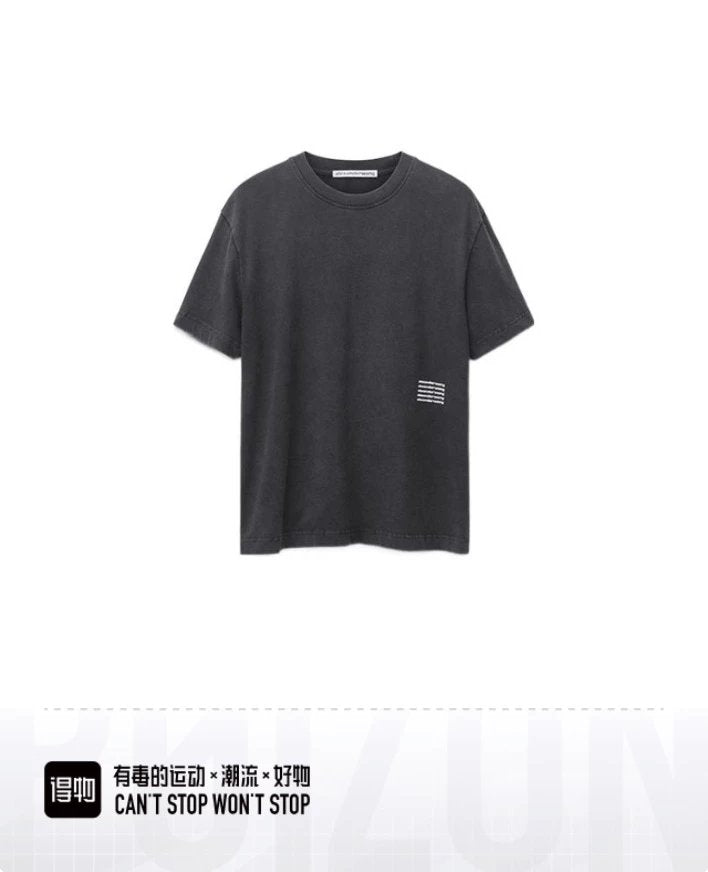 Alexander Wang T-shirt Top Version Washed Old Foam Three-Dimensional Printing Short Sleeve T T-shirt Loose Men and Women Couple Casual