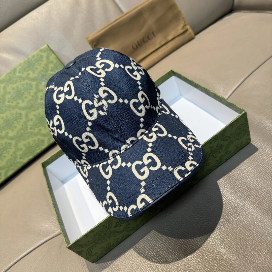 Gucci Hat Big Pair G Alphabet Jacquard logo Baseball Cap Sunshade Sun Protection Duckbill Cap Unisex Couple Style Large Head Circumference Slimming Face Curved Brim Versatile Sports Hat