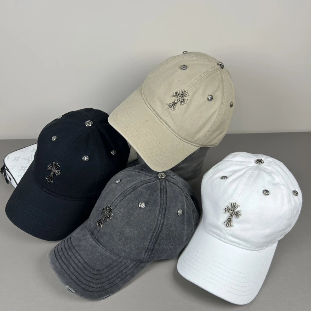 Chrome Hearts Hat logo Baseball Cap Sun Protection Visor Cap Large Head Circumference Versatile Sports Hat Slimming Face Curved Brim Unisex Couple Style