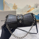 Balenciaga Bag Top version 【High Edition】New Underarm Bag New Push lindsay Handbag Chain Underarm Bag Crossbody Bag Belt Buckle Pouch lindsay Chain Shoulder Bag Messenger Bags Crocodile Pattern Cattle Leather Bag