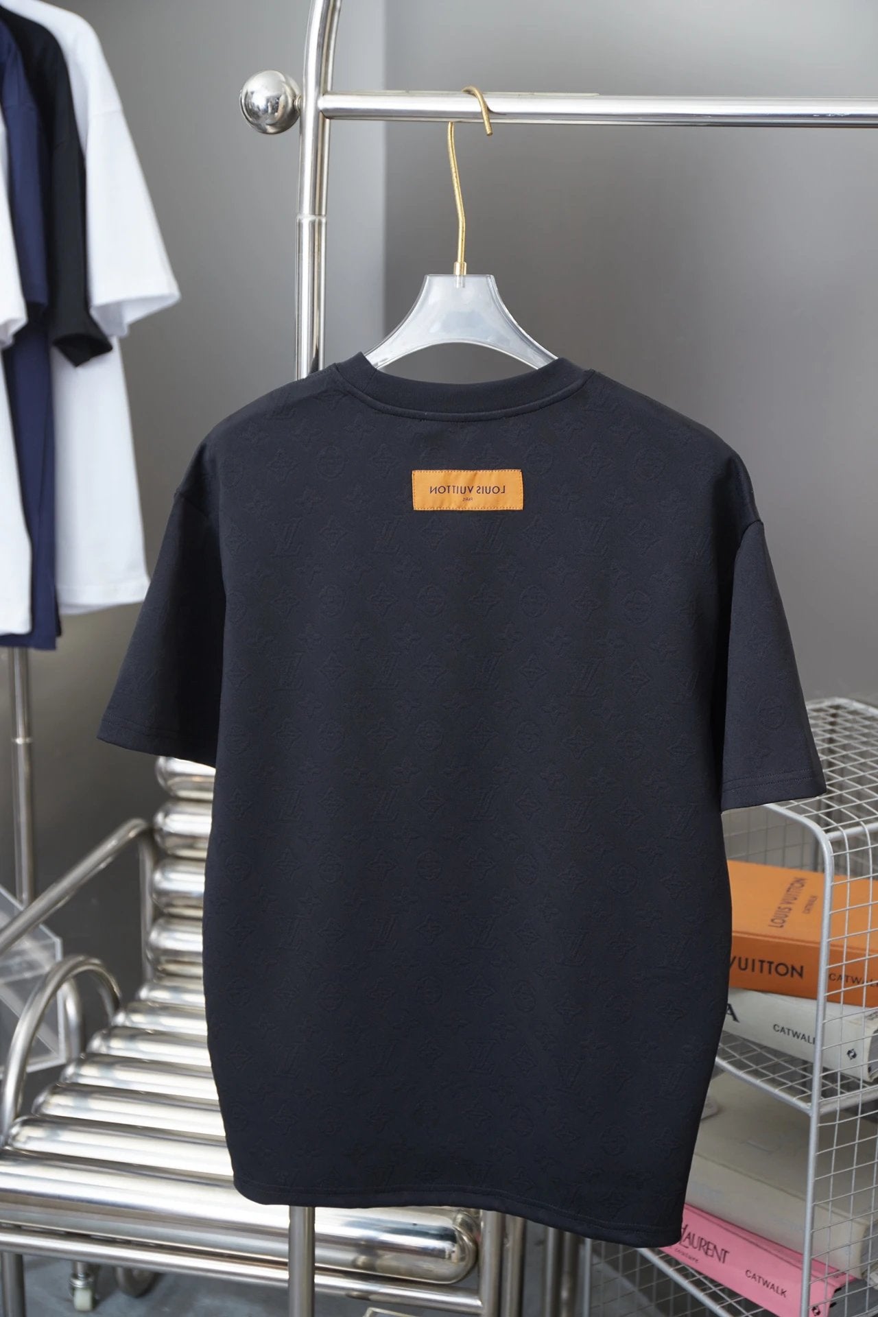 Louis Vuitton LV T-shirt Jacquard Shear Logo Crew Neck Short Sleeve Pure Cotton Unisex T T-shirt OS Loose Fit Base Shirt Summer Casual Simple T-Shirt