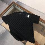 Louis Vuitton LV T-shirt Fully covered3D Textured Jacquard Fleece logo round Neck Short Sleeve25ss New Pure Cotton Unisex Style T T-shirt OS Loose Fit Base Shirt Half Sleeve T-Shirt Top Half Sleeve