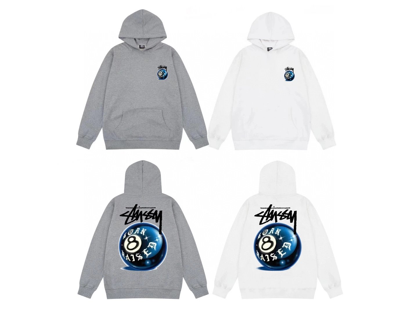 Stussy Hoodie Top Version American High Street Hooded Sweater Same Earrings for Couple Fashion Brand Trend Graffiti Black Eight Dice