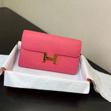Hermes women's bag Top version New Kangkang Women's Bag epsom Leather Palm Print ConstanceToGoWoc Shoulder Crossbody Handbag Clutch Long Long Purse Wallet Dinner Bag