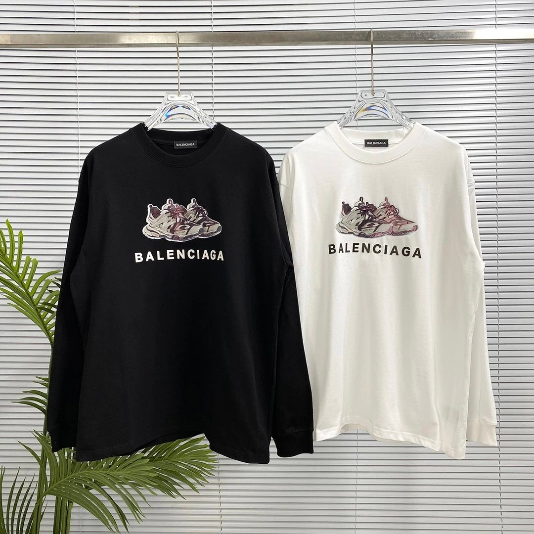 Balenciaga Hoodie New Long Sleeve T Round Neck Sweatshirt Long Sleeve Base Shirt Jacket Top Fashion Unisex Sports Casual Loose Fit Versatile Autumn Winter New Arrival