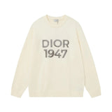 Dior Sweater 1947Letters Logo Printed Crew Neck Sweater Long Sleeve Pullover Thickened Lazy Style OS Loose Fit Unisex Knit Top Jacket for Both Inner and Outer Wear