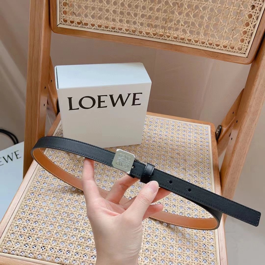 LOEWE Belt Top version 【Original Order】Women's Original Single New Cream Gentle Belt2.0cm Boutique Letter Buckle Official Network Synchronization New Selected Imported First Layer Calfskin New Versatile Detail Line Ladies Belt Counter New Waist Belt Belt