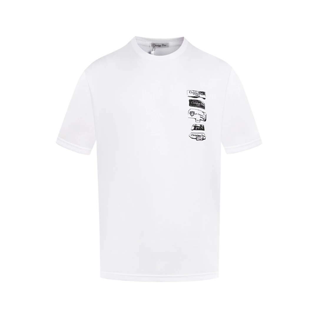 Dior T-shirt Chest Letter Print logo round Neck Short Sleeve25ss New Pure Cotton Unisex Style T T-shirt OS Loose Fit Base Shirt Half Sleeve T-Shirt Top Half Sleeve