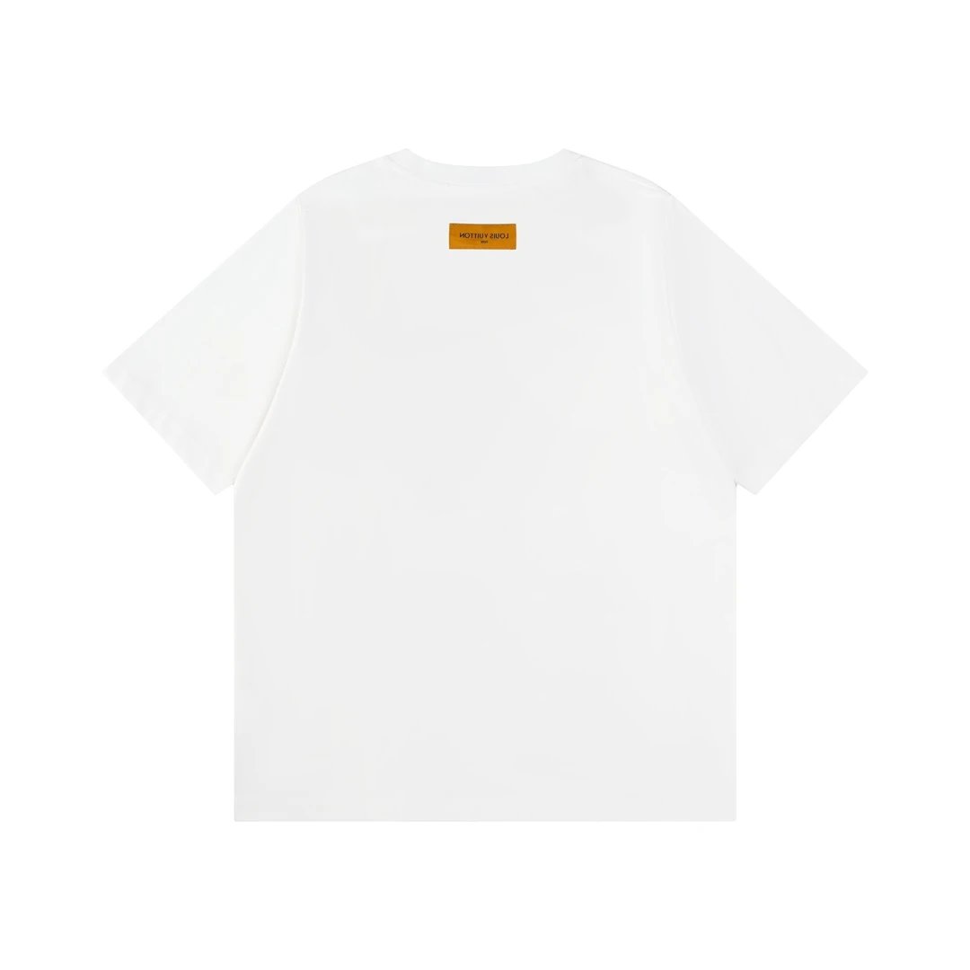 Louis Vuitton LV T-shirt Colorful Crayon Print on the Chest logo round Neck Short Sleeve25ss New Pure Cotton Unisex Style T T-shirt OS Loose Fit Base Shirt Half Sleeve T-Shirt Top Half Sleeve