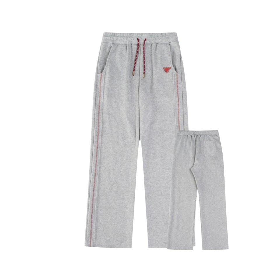 PRADA Sweatpants 24Hot-Selling Design Heavy Craft Triangle Logo High-Waist Elastic Waist Drawstring Casual Wide-Leg Pants Autumn Winter New Arrival