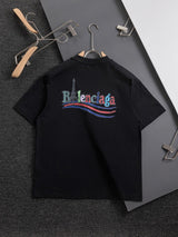 Balenciaga T-shirt Backside Cola Letter Paris Eiffel Tower Print logo round Neck Short Sleeve25ss New Pure Cotton Unisex Style T T-shirt OS Loose Fit Base Shirt Top Half Sleeve T-Shirt