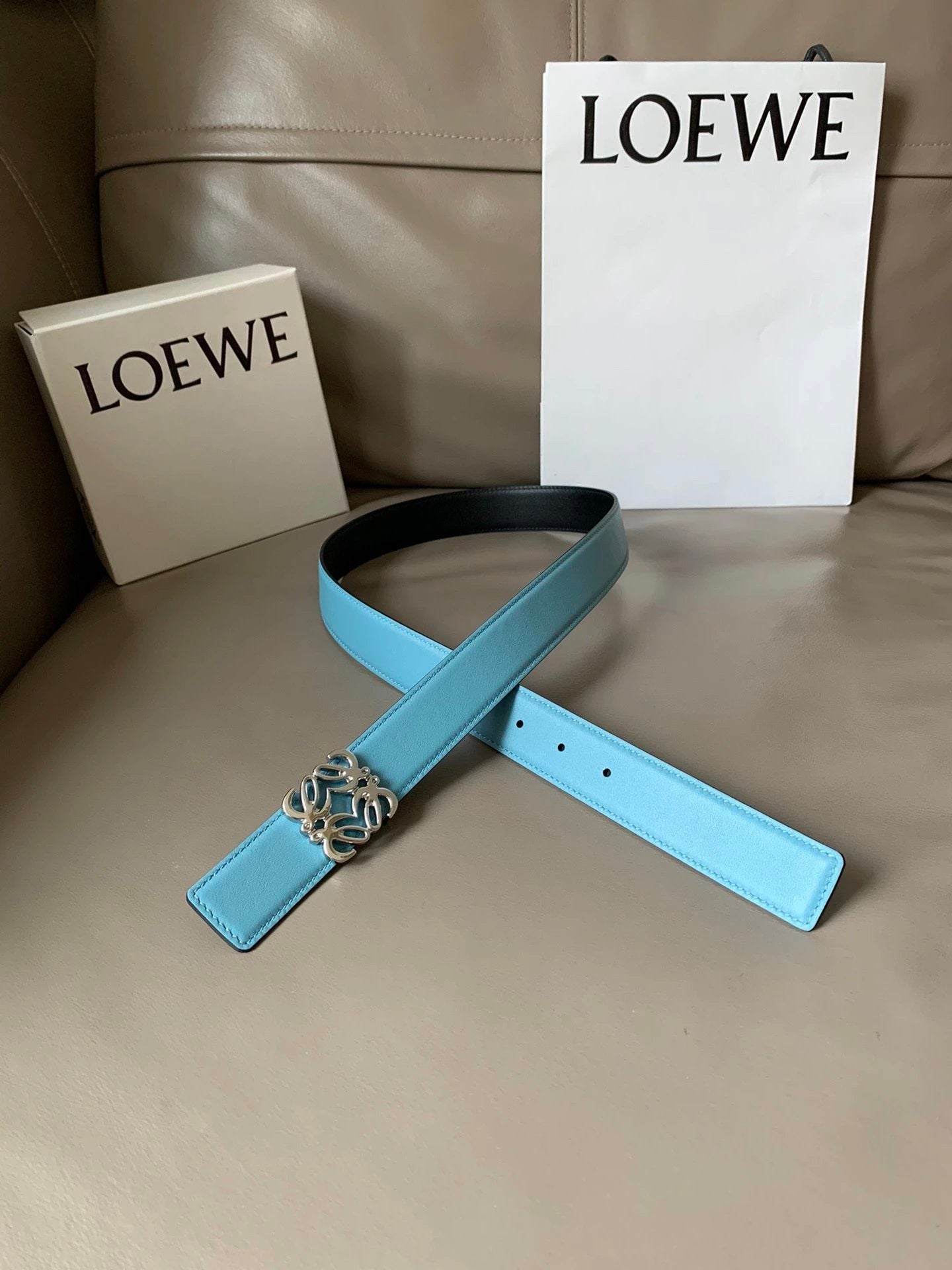 LOEWE Belt Top version Belt Genuine Cattlehide Leather Surface Original Single Original Single Double-Sided First Layer Original Cowhide3.2Women's Belt Man's Belt Men's Belt Business Casual Pants Belt Women's Business Casual Belt Belt Women's High-End Bel