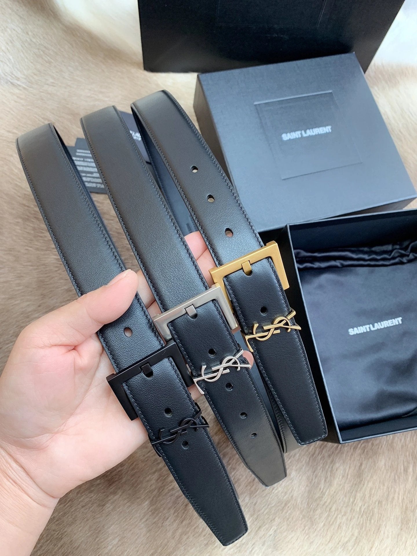 YSL Belt Top version Original Order Belt Female First Layer Cow Leather Belt3.0Women's Belt Calfskin High-Grade Pure Leather Belt Men and Women Business Casual Belt Belt Women's Belt