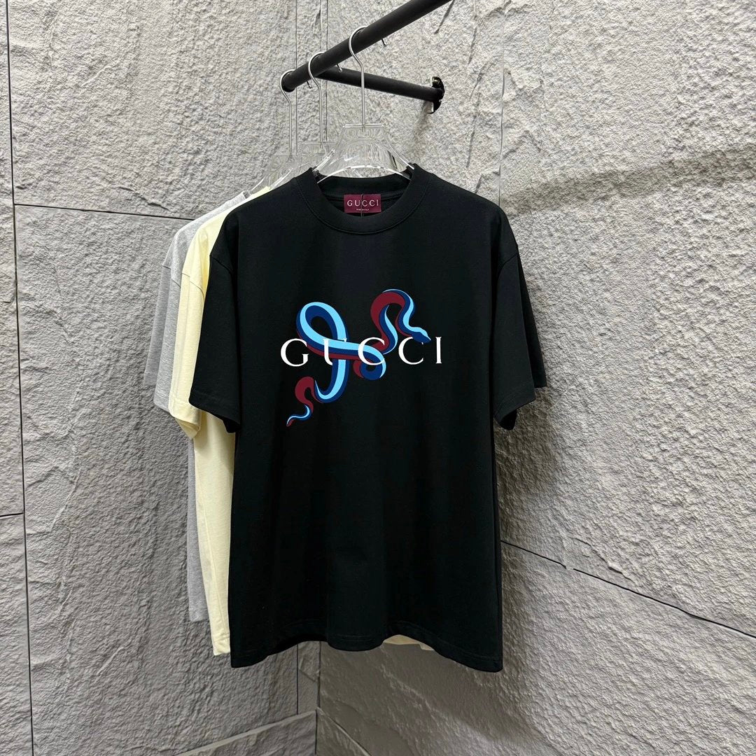 Gucci T-shirt Year of the Snake Limited Edition Double G Printing logo round Neck Short Sleeve25ss New Pure Cotton Unisex Style T T-shirt OS Loose Fit Base Shirt Top Half Sleeve T-Shirt