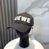 LOEWE Hat Minimalist Embroidery logo Baseball Cap Sunshade Sun Protection Duckbill Cap Large Head Circumference Slimming Face Curved Brim Versatile Sports Hat for Men and Women Couples Same Style