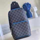 Louis Vuitton LV Men's Bag Top version Original Order N41719Men AVENUE Shoulder Bag23Crocodile Pattern Cowhide Crossbody Bag Chest Bag Crossbody Backpack Men's Bag Black Plaid Chest Bag Backpack Men Crossbody Chest Bag