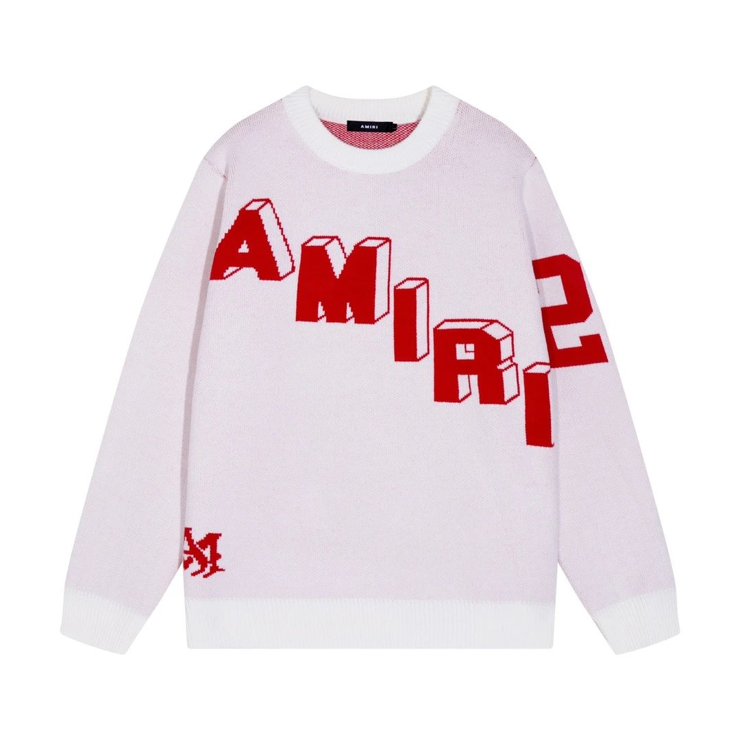 Amiri Sweater 2024Autumn and Winter New Back22Large Letters logo Knitted Sweater for Men and Women