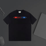 Gucci T-shirt Front Color-Block Letter Print logo round Neck Short Sleeve25ss New Pure Cotton Unisex Style T Casual T-Shirt Base Layer Shirt OS Loose Fit Half Sleeve Top Plus Size