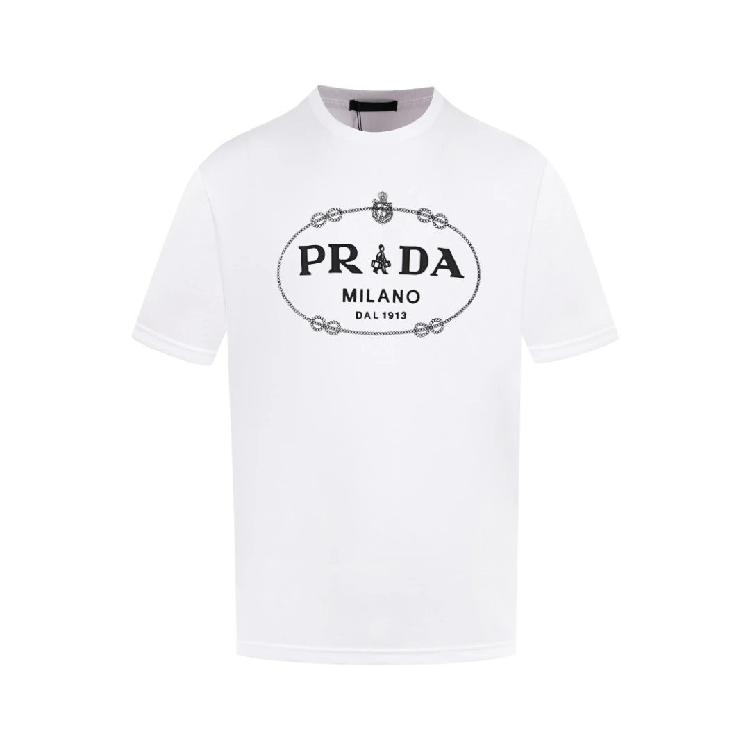 PRADA T-shirt Chest Letter Embossing logo round Neck Short Sleeve25ss New Pure Cotton Unisex Style T T-shirt OS Loose Fit Base Shirt Half Sleeve T-Shirt Top Half Sleeve