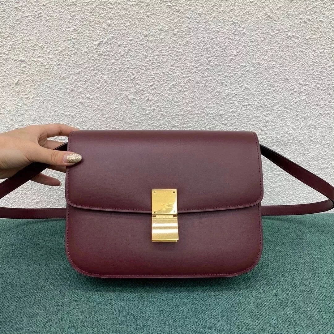 Celine women's bag Top version 【Original Surrogate Shopping Grade】Classic ClassicBox Package Square Bag Stewardess Bag TRIOMPHE Arc De Triomphe box Bag Flap Bag Shoulder Bag Messenger Bag New Women's Bag Teen18.5cm Small Size192532Medium24cm88007