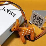 LOEWE Women's Bag Top version 【New pendant】Hanging Ornament Pendant Felt and Cow Leather Jarre Aero Bull Puppy Hanging Ornament/Pendant Panda Ornaments Elephant Pendant Full Series Small Animal Ornaments