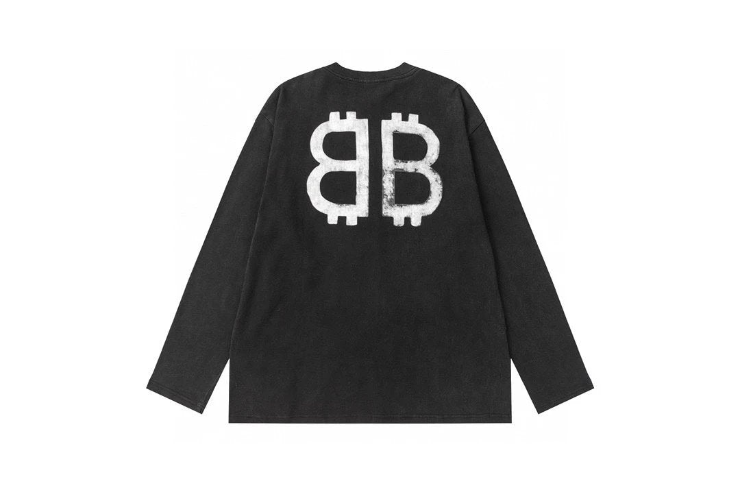 Balenciaga Hoodie Double B Vintage Painted Crewneck Sweatshirt Long Sleeve Base Shirt Outerwear Trendy Unisex Sports Casual Loose Fit Versatile New Autumn Winter Collection